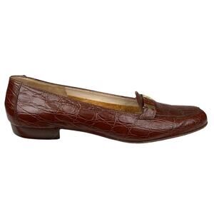 Vintage Salvatore Ferragamo Women’s Brown Leather Slip On Loafer Size 7.5 AAA